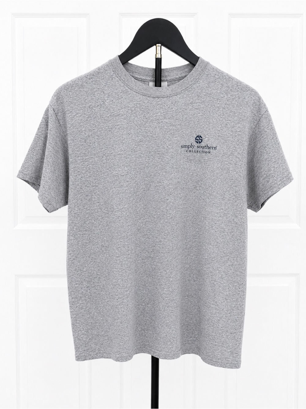 Simply Southern Gray Short Sleeve Crewneck Tee with Chest Logo